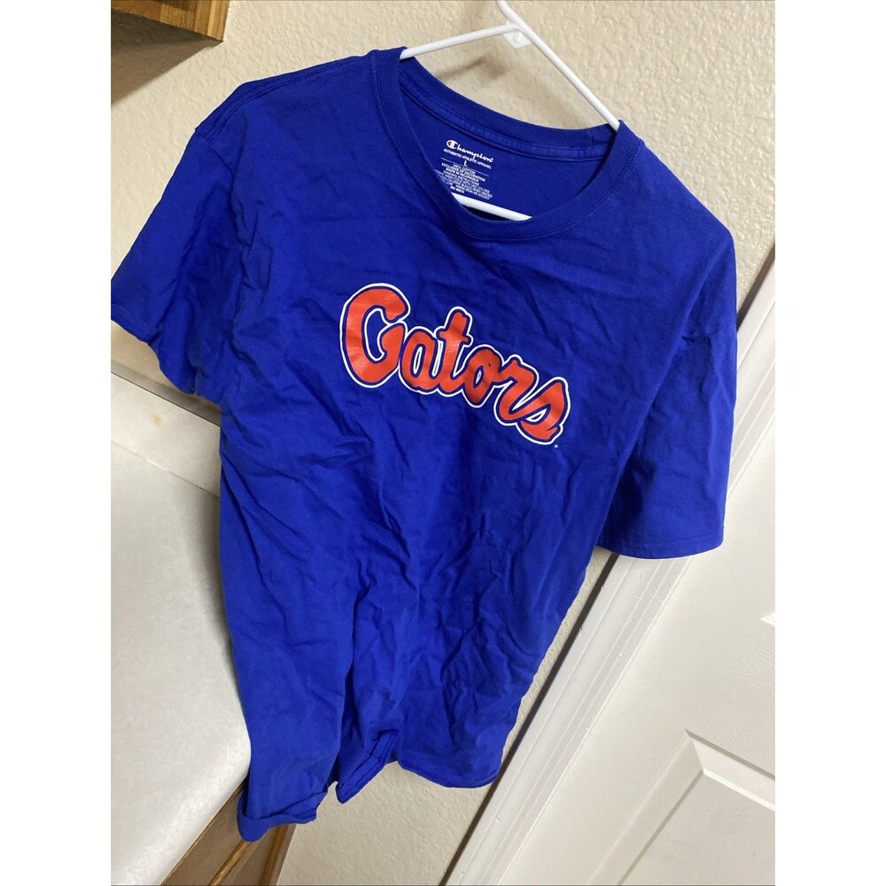 Florida Gators tshirt blue mens adult Champion script football Size Large